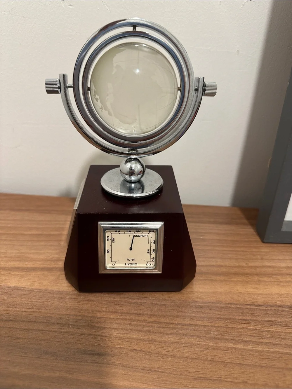 Decorative Globe Clock Accent in Brown and Silver
